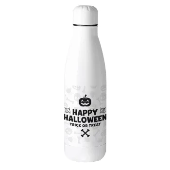 Happy Halloween pumpkin, Μεταλλικό παγούρι θερμός (Stainless steel), 500ml