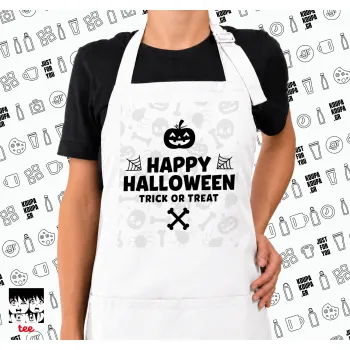 Happy Halloween pumpkin, Ποδιά μακριά Σεφ ολόσωμη με τσέπες white (ΕΝΗΛΙΚΩΝ)
