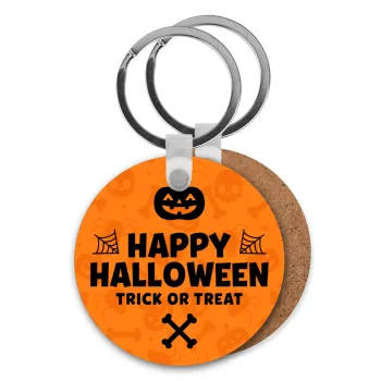 Happy Halloween pumpkin, Μπρελόκ Ξύλινο στρογγυλό MDF Φ5cm