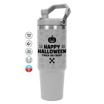 Happy Halloween pumpkin, GREY color, 890ml (30oz) stainless Steel Tumbler with Handle