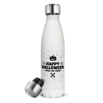 Happy Halloween pumpkin, Metal mug thermos White (Stainless steel), double wall, 500ml