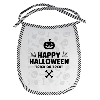 Happy Halloween pumpkin, Σαλιάρα μωρού αλέκιαστη με κορδόνι Μαύρη