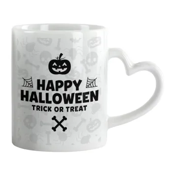 Happy Halloween pumpkin, Mug heart handle, ceramic, 330ml