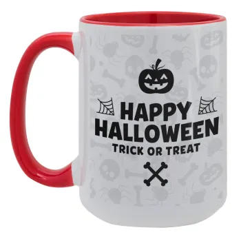 Happy Halloween pumpkin, Κούπα Mega 15oz, κεραμική Κόκκινη, 450ml