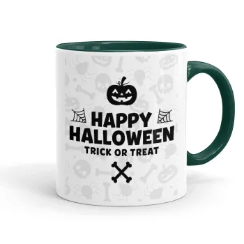 Happy Halloween pumpkin, Κούπα χρωματιστή πράσινη, κεραμική, 330ml