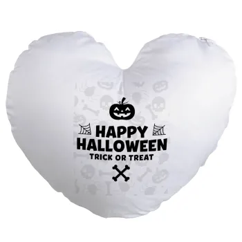 Happy Halloween pumpkin, Μαξιλάρι καναπέ καρδιά 40x40cm περιέχεται το  γέμισμα