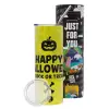 Neon Yellow Travel Tumbler, with metal straw (Stainless steel 304 Food grade, BPA free, 600ml)