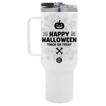Happy Halloween pumpkin, Mega Tumbler με καπάκι, διπλού τοιχώματος (θερμό) 1,2L