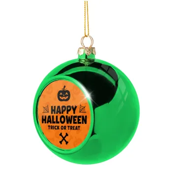 Happy Halloween pumpkin, Green Christmas tree ornament ball 8cm
