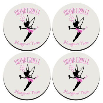 Drinkerbell bachellor, ΣΕΤ 4 Σουβέρ ξύλινα στρογγυλά (9cm)