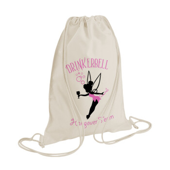 Drinkerbell bachellor, Backpack bag GYMBAG natural (28x40cm)