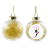Transparent Christmas tree ball ornament with gold filling 8cm