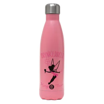 Drinkerbell bachellor, Μεταλλικό παγούρι θερμός Ροζ Ματ (Stainless steel), διπλού τοιχώματος, 500ml