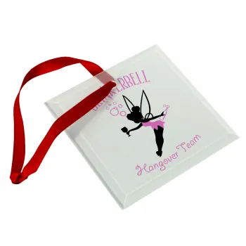 Drinkerbell bachellor, Christmas ornament, glass square ornament 9x9cm