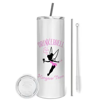 Drinkerbell bachellor, Tumbler ποτήρι θερμό από ανοξείδωτο ατσάλι 600ml, με μεταλλικό καλαμάκι & βούρτσα καθαρισμού