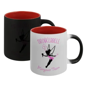 Drinkerbell bachellor, Κούπα Μαγική εσωτερικό κόκκινο, κεραμική, 330ml που αλλάζει χρώμα με το ζεστό ρόφημα