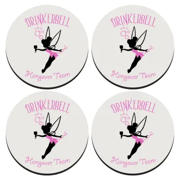Drinkerbell bachellor, ΣΕΤ 4 Σουβέρ ξύλινα στρογγυλά (9cm)