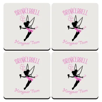 Drinkerbell bachellor, ΣΕΤ 4 Σουβέρ ξύλινα τετράγωνα (9cm)