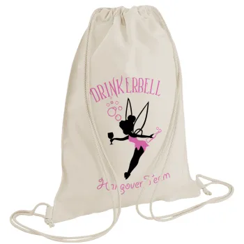 Drinkerbell bachellor, Backpack bag GYMBAG natural (28x40cm)
