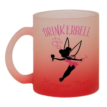 Drinkerbell bachellor, Κούπα γυάλινη δίχρωμη με βάση το κόκκινο ματ, 330ml