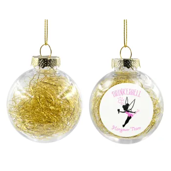 Drinkerbell bachellor, Transparent Christmas tree ball ornament with gold filling 8cm
