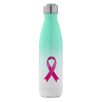  Παγκόσμια Ημέρα κατά του Καρκίνου, Μεταλλικό παγούρι θερμός Πράσινο/Λευκό (Stainless steel), διπλού τοιχώματος, 500ml