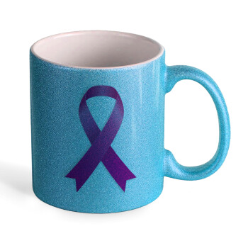World cancer day, Κούπα Σιέλ Glitter που γυαλίζει, κεραμική, 330ml