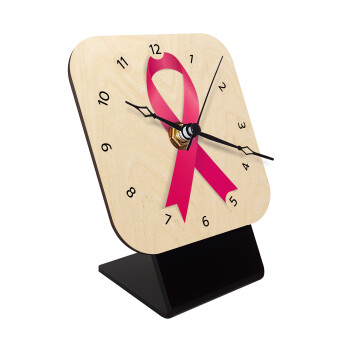  Παγκόσμια Ημέρα κατά του Καρκίνου, Επιτραπέζιο ρολόι σε φυσικό ξύλο (10cm)