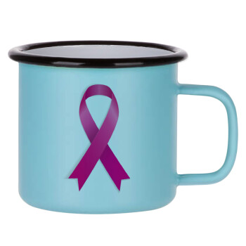World cancer day, Κούπα Μεταλλική εμαγιέ ΜΑΤ σιέλ 360ml