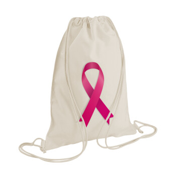  Παγκόσμια Ημέρα κατά του Καρκίνου, Τσάντα πλάτης πουγκί GYMBAG natural (28x40cm)