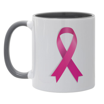  Παγκόσμια Ημέρα κατά του Καρκίνου, Κούπα χρωματιστή γκρι, κεραμική, 330ml