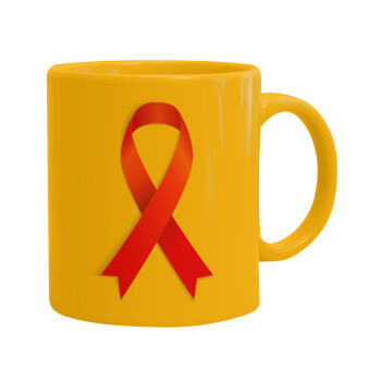  Παγκόσμια Ημέρα κατά του Καρκίνου, Κούπα, κεραμική κίτρινη, 330ml (1 τεμάχιο)