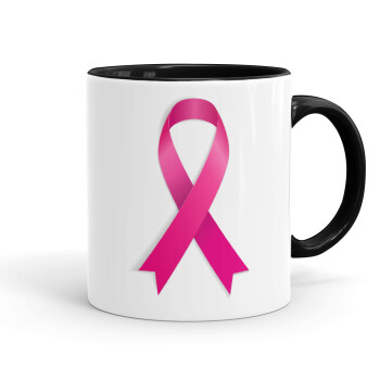  Παγκόσμια Ημέρα κατά του Καρκίνου, Κούπα χρωματιστή μαύρη, κεραμική, 330ml