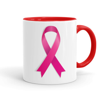  Παγκόσμια Ημέρα κατά του Καρκίνου, Κούπα χρωματιστή κόκκινη, κεραμική, 330ml