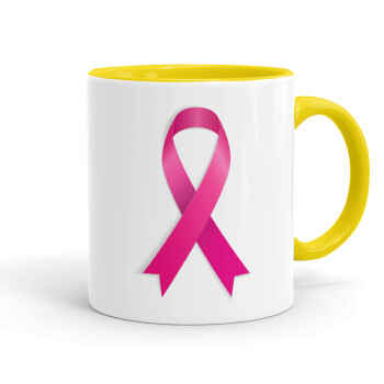  Παγκόσμια Ημέρα κατά του Καρκίνου, Κούπα χρωματιστή κίτρινη, κεραμική, 330ml
