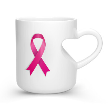  Παγκόσμια Ημέρα κατά του Καρκίνου, Κούπα καρδιά λευκή, κεραμική, 330ml