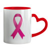 Mug heart red handle, ceramic, 330ml