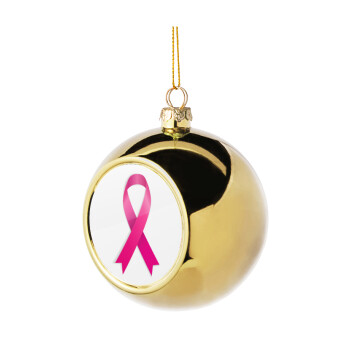 World cancer day, Golden Christmas tree ball ornament 8cm