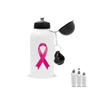 World cancer day, Metal water bottle, White, aluminum 500ml