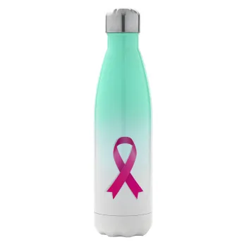  Παγκόσμια Ημέρα κατά του Καρκίνου, Μεταλλικό παγούρι θερμός Πράσινο/Λευκό (Stainless steel), διπλού τοιχώματος, 500ml