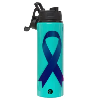 World cancer day, Metallic water bottle with safety lid, 850ml aluminum