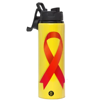 World cancer day, Metallic water bottle with safety lid, 850ml aluminum
