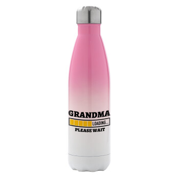 Grandma Loading, Μεταλλικό παγούρι θερμός Ροζ/Λευκό (Stainless steel), διπλού τοιχώματος, 500ml