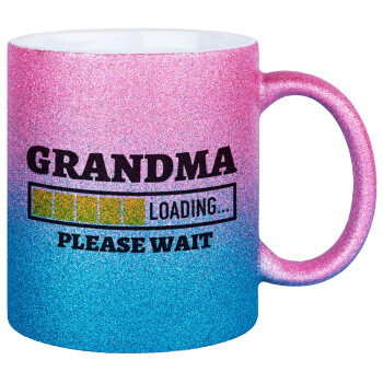Grandma Loading, Κούπα Χρυσή/Μπλε Glitter, κεραμική, 330ml