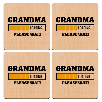 Grandma Loading, ΣΕΤ x4 Σουβέρ ξύλινα τετράγωνα plywood (9cm)