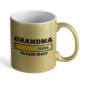 Grandma Loading, Κούπα Χρυσή Glitter που γυαλίζει, κεραμική, 330ml