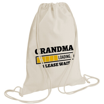 Grandma Loading, Backpack bag GYMBAG natural (28x40cm)