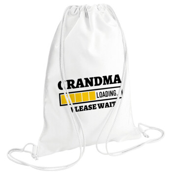 Grandma Loading, Τσάντα πλάτης πουγκί GYMBAG λευκή (28x40cm)