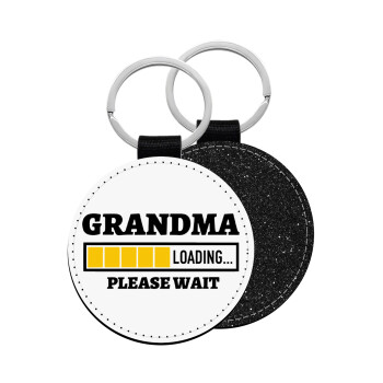 Grandma Loading, Μπρελόκ Δερματίνη, στρογγυλό ΜΑΥΡΟ (5cm)