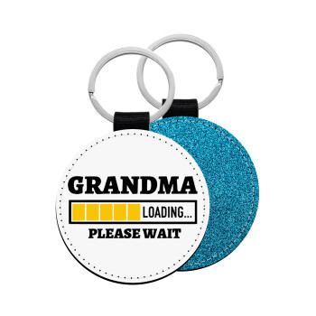 Grandma Loading, Μπρελόκ Δερματίνη, στρογγυλό ΜΠΛΕ (5cm)